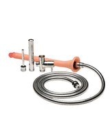 Hosed Silicone Enema Hose 12 Inches Long featuring a lifelike shaft and durable metal components for personal hygiene and stimulation.