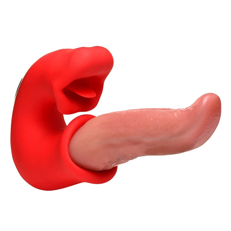 Lickgasm Lusty Licker Kissing And Licking Tongue Vibrator in red color with lifelike tongue design.