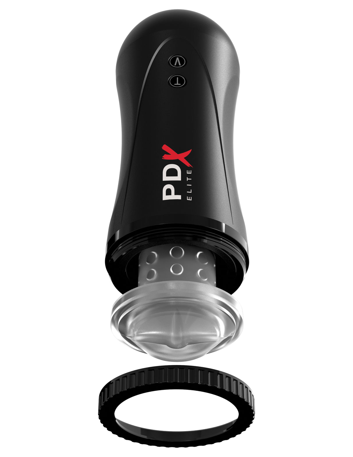 PDX Elite Moto Stroker Thrusting Masturbator Black showing its design and functionality.