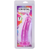 Crystal Jellies Realistic Cock 7 Inches Purple packaging featuring a textured design and suction cup base.