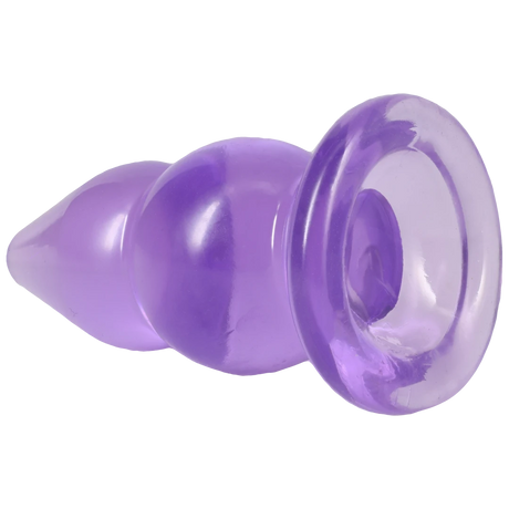 Crystal Jellies Double Pop Plug 6 Inch Purple, featuring a double curve design in vibrant purple.
