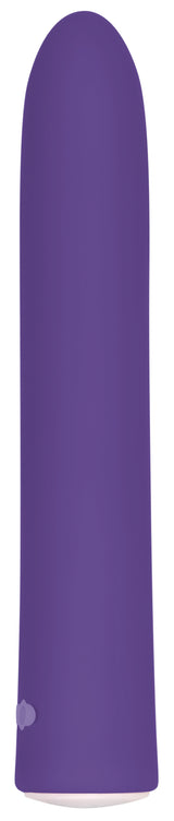 Evolved 7 Function Rechargeable Slim Vibrator Purple in sleek design with single-button control for easy use.
