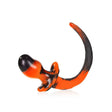 Oxballs Beagle Puppy Tail Buttplug Acid Yellow Swirl Medium in vibrant orange and black design.