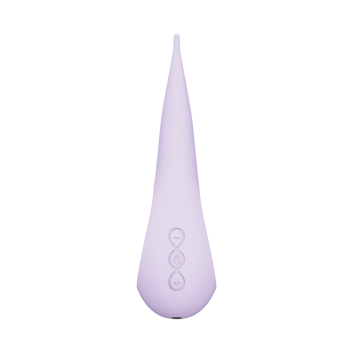 Lelo Dot Clitoral Stimulator Lilac in a sleek design, showcasing control buttons and a pointed tip for precise stimulation.