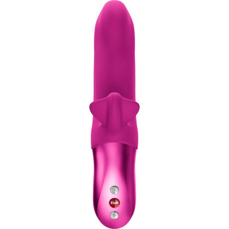 Fun Factory Bi Stronic Fusion Thrusting Rabbit Pulsator Magenta shown from the front with buttons and detailed design.