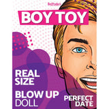Boy Toy Real Life Size Male Blow-Up Sex Doll promotional image featuring a cartoonish male character.