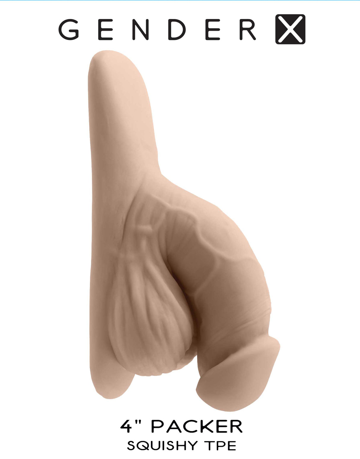 Gender X 4 Inch TPE Packer Dildo Vanilla showcasing the realistic design and soft TPE material.