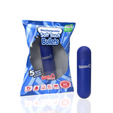 Screaming O Soft Touch Rechargeable Bullet Blue in packaging showcasing discreet design and features.