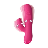 Bang Ribbed Silicone Rabbit Vibrator Pink featuring ribbed design and dual-action stimulation for pleasure.