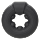 Alpha Liquid Silicone Beaded Optimum Ring Black showcasing sleek, beaded design for enhanced pleasure.