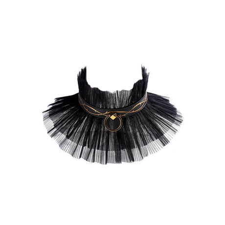 Luxurious black and gold leather thorn collar from ZALO & UPKO Doll Designer Collection.