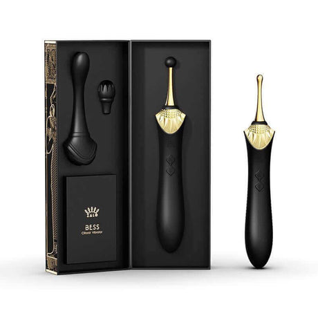ZALO Bess Clitoral Massager in Obsidian Black, designed with innovative DirectPower technology and inspired by Egyptian Goddess Bastet.