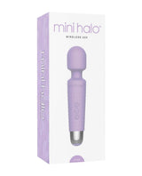 Viben Mini Halo Lilac Rechargeable Wand Massager in attractive packaging showcasing its wireless design.