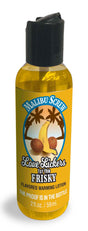 Love Lickers Malibu Screw Warming Massage Oil 1.76 Oz flavored warming lotion in a bottle with tropical design.