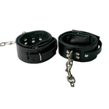 Strict Leather Sling and Stirrups black leather cuffs with metal clips for optimal restraint and control.
