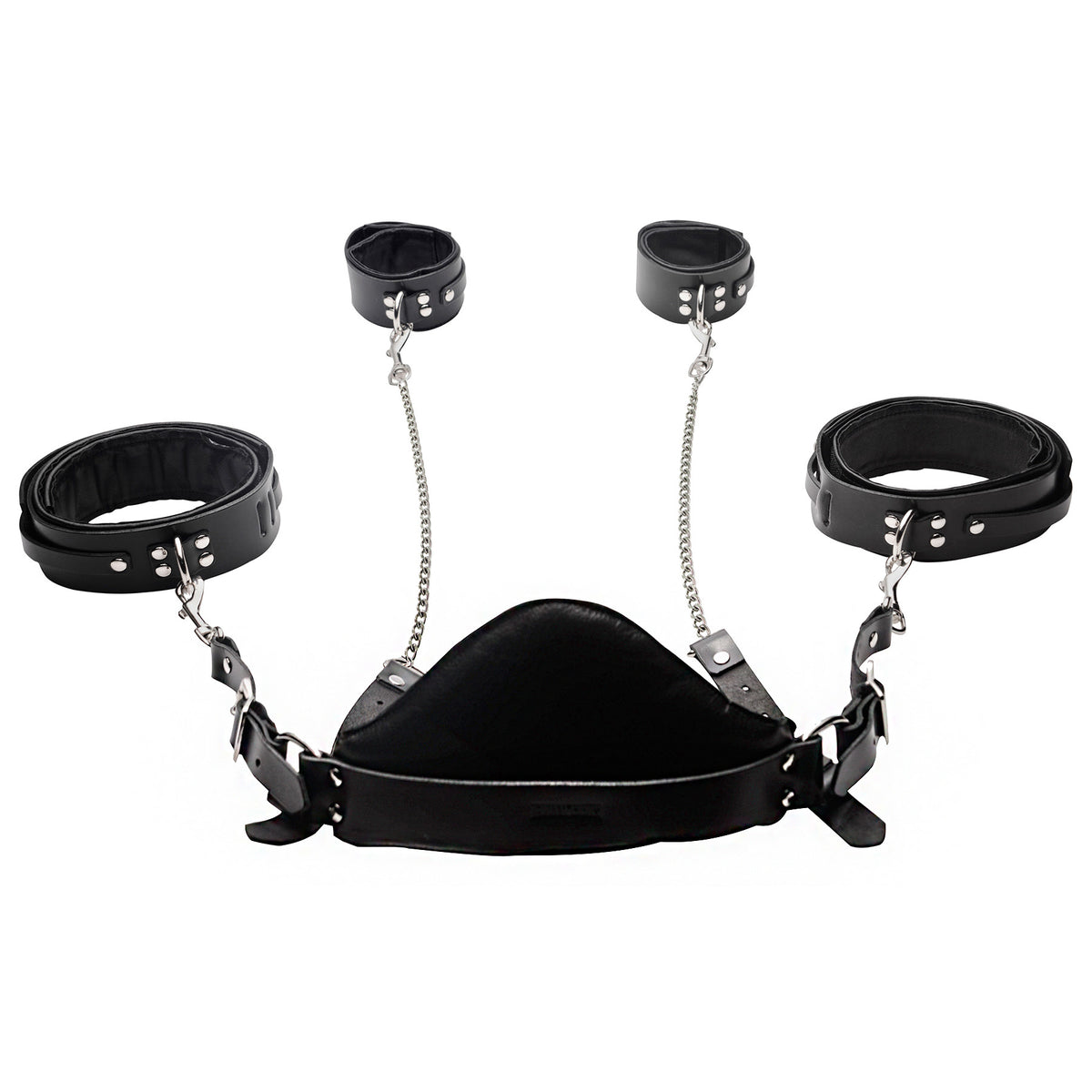 Strict Leather Sling and Stirrups with padded support and adjustable cuffs for versatile restraint play.