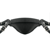 Strict Leather Sling and Stirrups black leather sling with adjustable straps for enhanced support.
