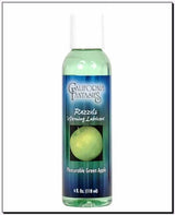 Razzels Warming Lubricant Green Apple 4 Oz bottle showcasing a silky lubricant with a crisp green apple flavor.