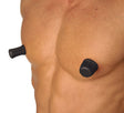 Master Series Viper Nipple Suckers Black on male chest for enhanced nipple play and stimulation.