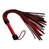 Strict Leather Heavy Tail Flogger Red and Black with dual-colored tails for varied sensations.