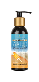 Sensuva Natural Water-Based Lubricant Orange Creamsicle bottle with playful orange creamsicle design.