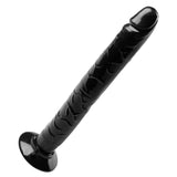 Master Series Tower of Pleasure 12.5 Inch Huge Dildo Black with lifelike design and veined shaft displayed against a white background.