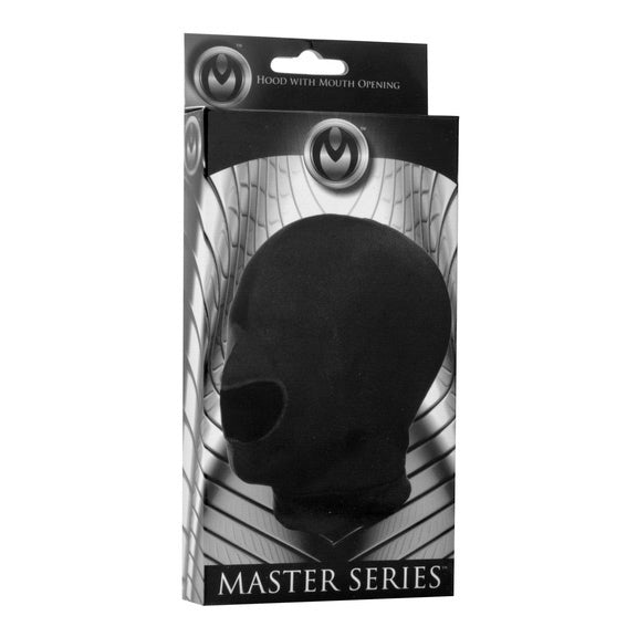 Blow Hole Open Mouth Spandex Hood packaging by Master Series, featuring a mouth opening design for sensory play.