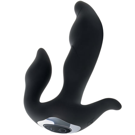 Adam & Eve 3 Point Prostate Massager made from body-safe silicone, featuring ergonomic design, 10 speeds, and waterproof.