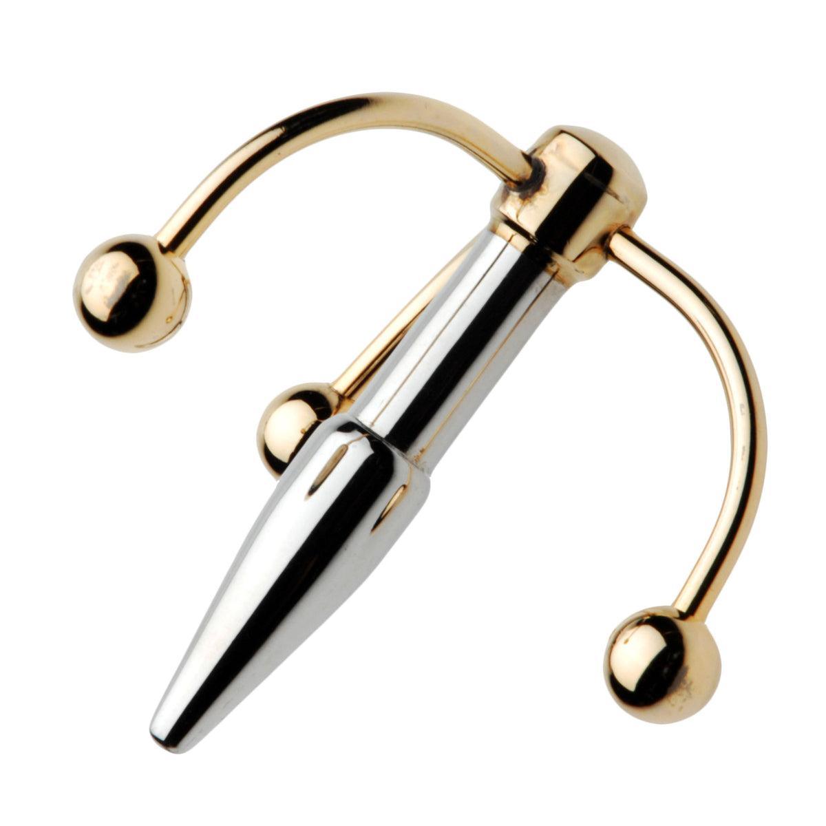 Master Series Golden Claw Head Urethral Plug featuring polished steel and claw-style crown design.