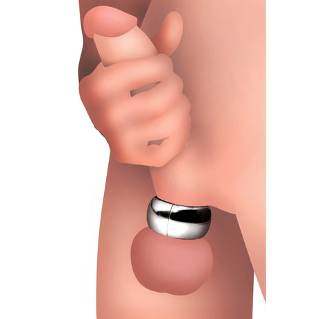 Master Series Magnet Master Stainless Steel Ball Stretcher being used for enhanced pleasure and support.