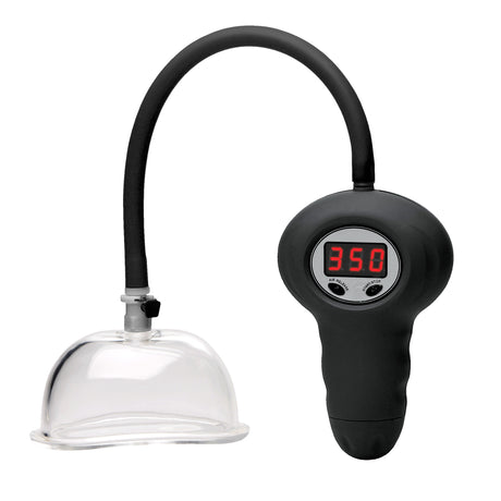 Size Matters Digital Automatic Pussy Pump with clear suction cup and digital pressure display.