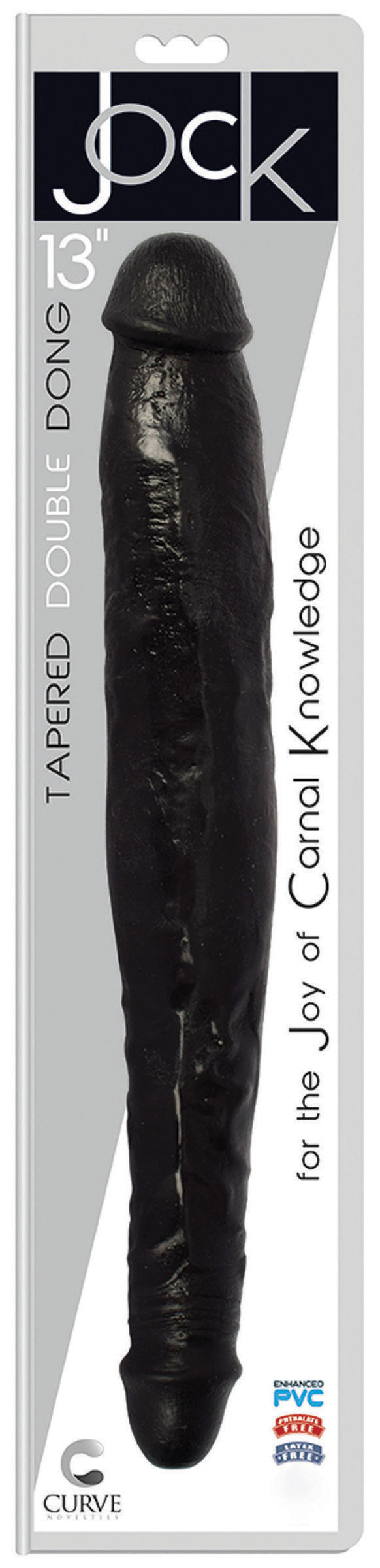 JOCK 13 Inch Tapered Double Dong Black with dual heads for versatile pleasure and stimulation.