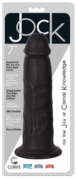 JOCK 7 Inch Realistic Suction Cup Dong Black in packaging, highlighting its lifelike design and strong suction cup.