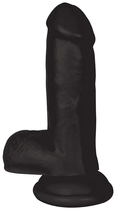 JOCK 6 Inch Dong with Balls Black, a lifelike black dildo designed for realistic pleasure and satisfaction.