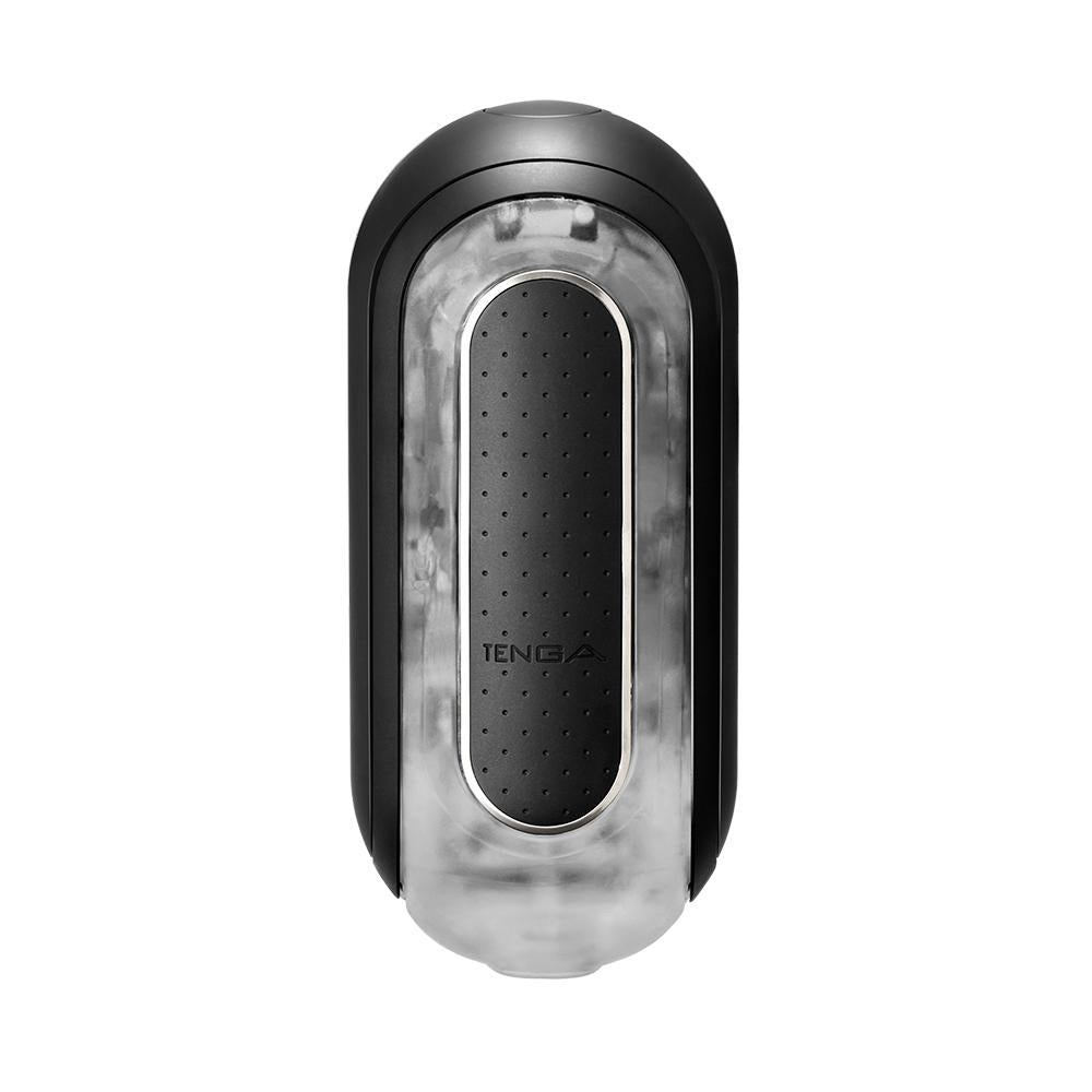 TENGA Flip Zero Electronic Vibration Stroker Black is a sleek design featuring a soft elastomer sleeve for pleasure.