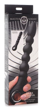 Master Series Dark Scepter 10X Vibrating Silicone Anal Beads packaging showcasing the ergonomic design and graduated beads.