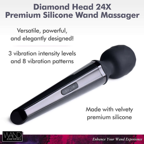 Diamond Head 24X Rechargeable Silicone Wand Massager with multiple vibration settings for customizable enjoyment.