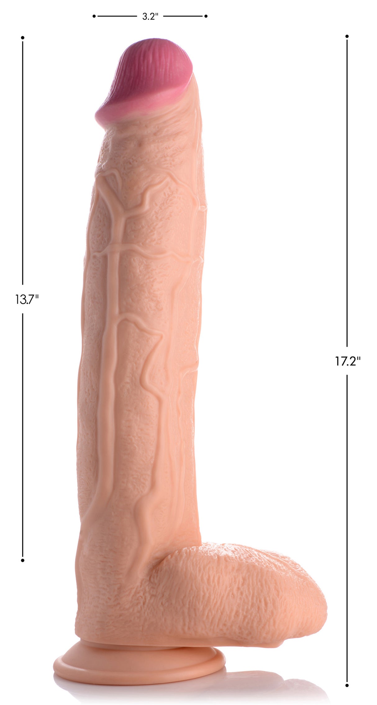 Master Cock Raging Rhino 17 Inch Veiny Dildo Flesh showcasing a realistic design with bulging veins and impressive dimensions.