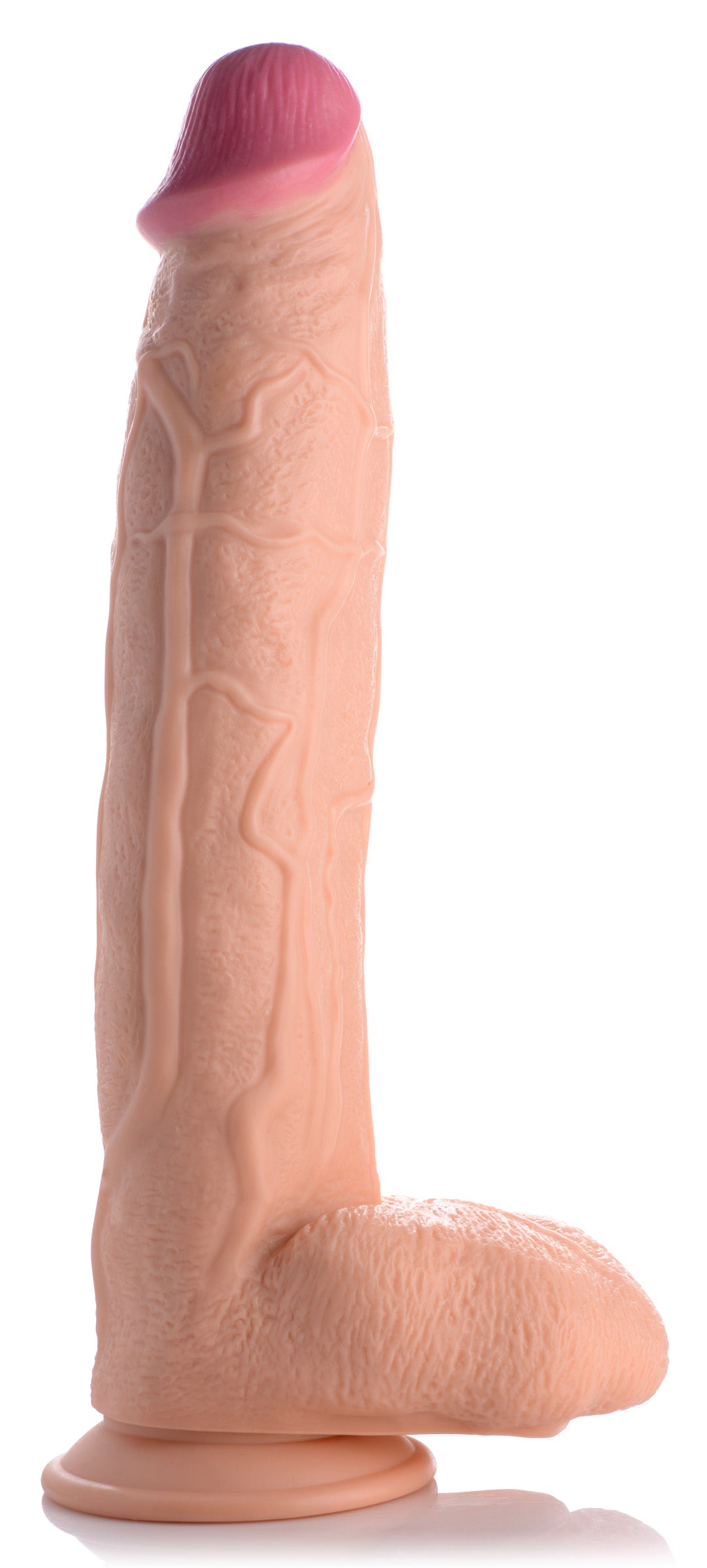 Master Cock Raging Rhino 17 Inch Veiny Dildo Flesh, realistic design with veins and a suction base.