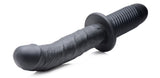 The Large Realistic 10X Silicone Vibrator with Handle featuring a lifelike design and ribbed handle for grip.