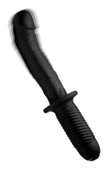 The Large Realistic 10X Silicone Vibrator with Handle features a lifelike design and a ribbed handle for grip.