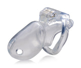 Master Series Clear Captor Chastity Cage Large for secure and visible confinement.