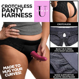 Strap U Lace Envy Black Crotchless Panty Harness 3 XL features a built-in O-ring and a comfortable crotchless design.