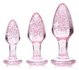 Booty Sparks Glitter Gem Anal Plug Set Pink - trio of glittery pink anal plugs in graduated sizes.