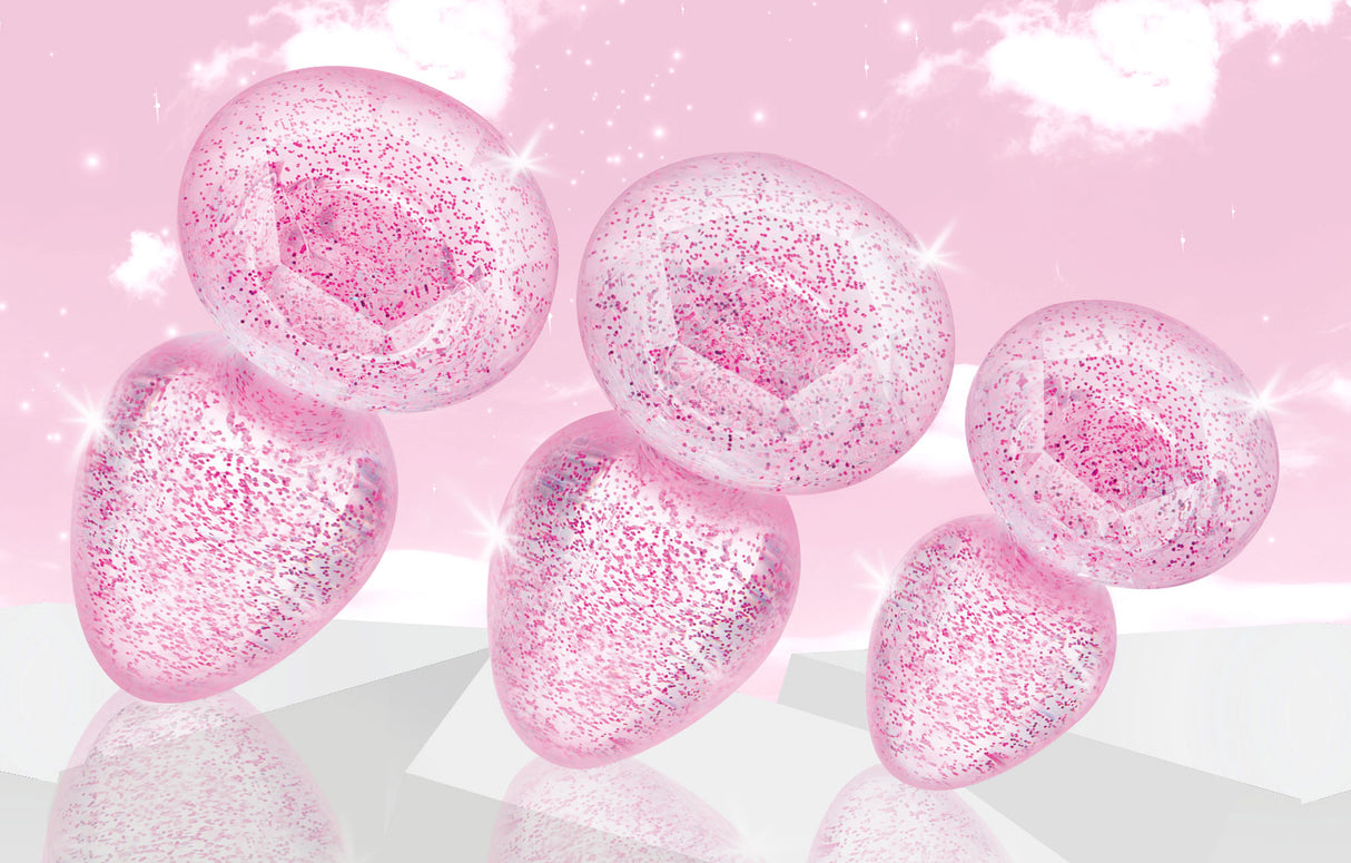 Booty Sparks Glitter Gem Anal Plug Set Pink featuring smooth, glittery pink plugs in graduated sizes.