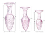 Booty Sparks Glitter Gem Anal Plug Set Pink trio of smooth, glittery pink anal plugs graduating in size.