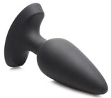 28X Laser Heart Silicone Anal Plug with Remote Large in sleek black silicone design.