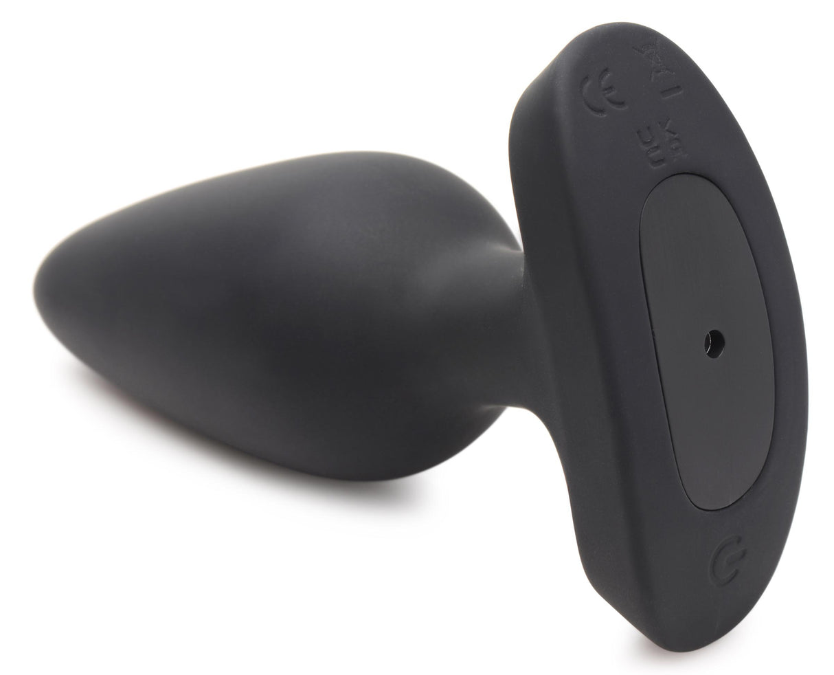 28X Laser Heart Silicone Anal Plug with Remote Large, featuring a sleek design and tapered tip for easy insertion.