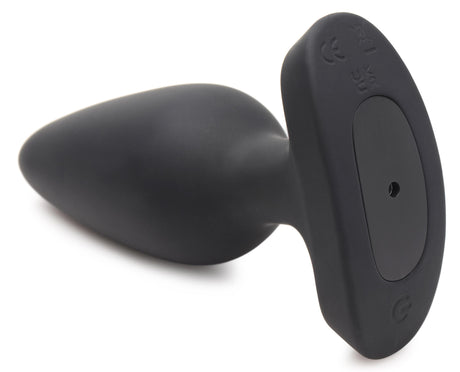 28X Laser Heart Silicone Anal Plug with Remote Large, featuring a sleek design and tapered tip for easy insertion.