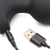 Close-up of the charging connector for the 28X Laser Heart Silicone Anal Plug with Remote Large.